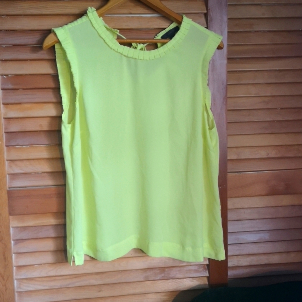 NWOT J Crew Neon Yellow Sleeveless Blouse Keyhole